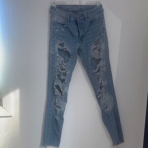 American Eagle Outfitters Light Blue Ripped Skinny Jeans